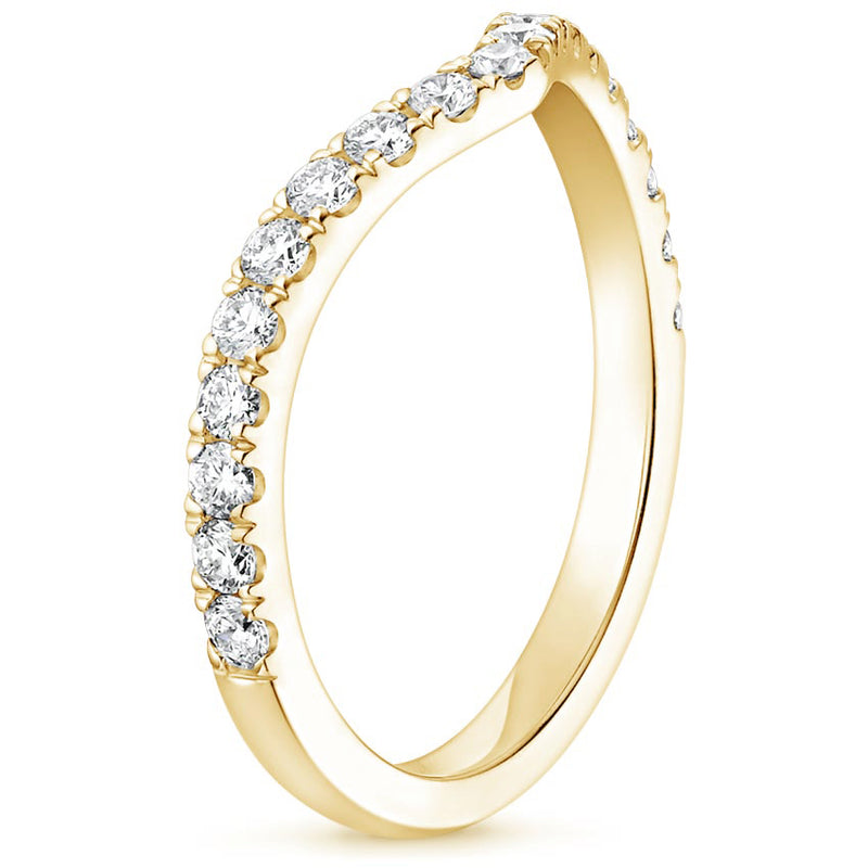 0.25ct Moissanite Wedding Band, Delicate Half Eternity Ring, Wish Bone Ring, Available in White Gold, Yellow Gold, Rose Gold  or Platinum