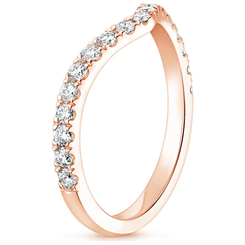0.25ct Moissanite Wedding Band, Delicate Half Eternity Ring, Wish Bone Ring, Available in White Gold, Yellow Gold, Rose Gold  or Platinum