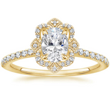 1.50ct Vintage Oval Cut Moissanite Halo Engagement Ring,  Available in White Gold, Platinum, Rose Gold or Yellow Gold