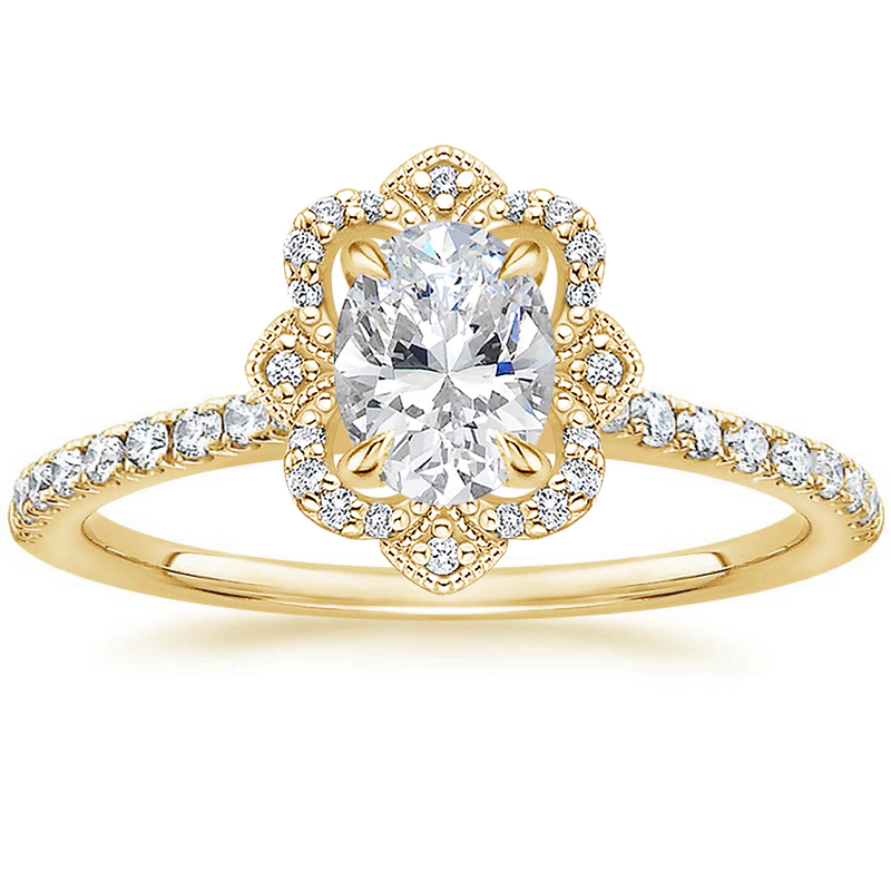 1.50ct Vintage Oval Cut Moissanite Halo Engagement Ring,  Available in White Gold, Platinum, Rose Gold or Yellow Gold