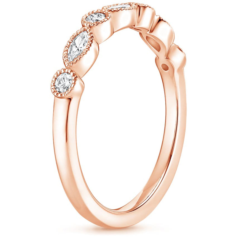 0.26ct Vintage Moissanite Wedding Band, Delicate Half Eternity Ring, Available in White Gold, Yellow Gold, Rose Gold  or Platinum