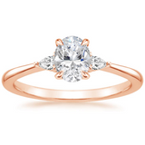 Lab-Diamond Vintage Oval Cut 3 Stone Engagement Ring, Choose Your Stone Size and Metal