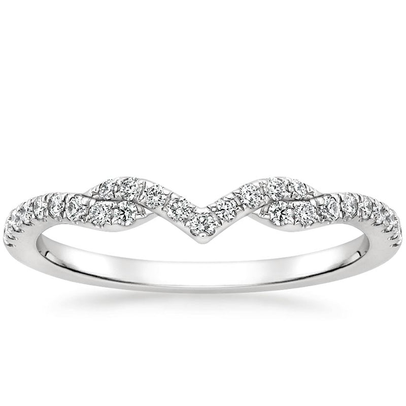 0.20ct Moissanite Wedding Band, Delicate Half Eternity Ring, Available in White Gold, Yellow Gold, Rose Gold  or Platinum
