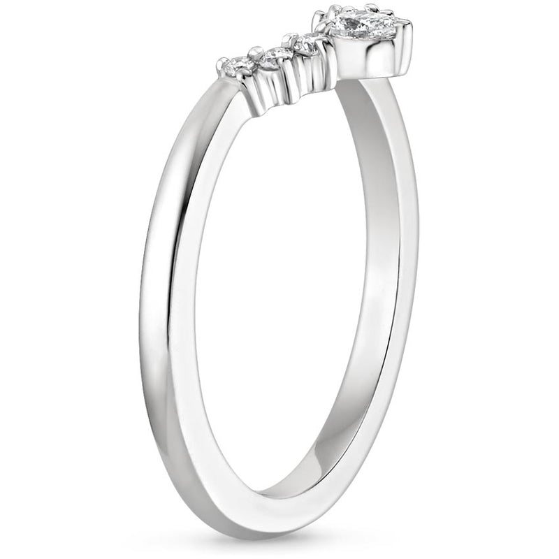 0.10ct Moissanite Wedding Band, Crescent Shaped Eternity Ring,  Available in White Gold, Yellow Gold, Rose Gold  or Platinum