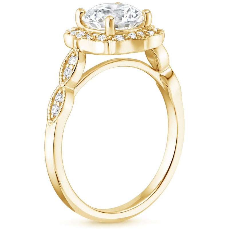 1.35ct Vintage Oval Cut Moissanite Halo  Engagement Ring,  Available in White Gold, Platinum, Rose Gold or Yellow Gold