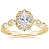 1.35ct Vintage Oval Cut Moissanite Halo  Engagement Ring,  Available in White Gold, Platinum, Rose Gold or Yellow Gold