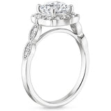 1.35ct Vintage Oval Cut Moissanite Halo  Engagement Ring,  Available in White Gold, Platinum, Rose Gold or Yellow Gold