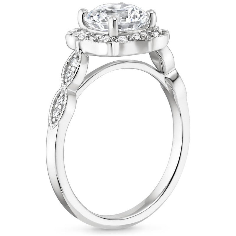 1.35ct Vintage Oval Cut Moissanite Halo  Engagement Ring,  Available in White Gold, Platinum, Rose Gold or Yellow Gold