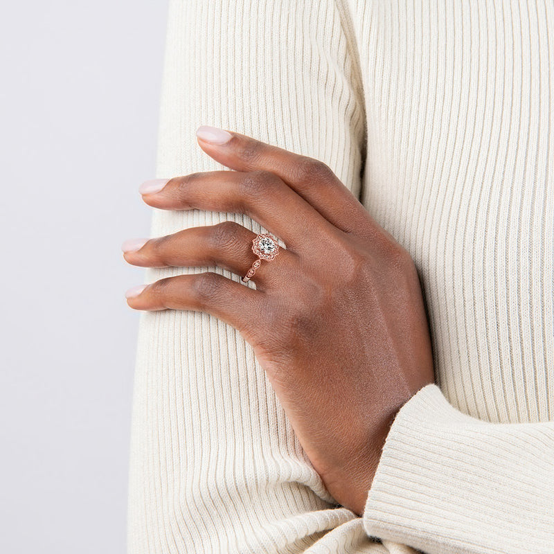 1.35ct Vintage Oval Cut Moissanite Halo  Engagement Ring,  Available in White Gold, Platinum, Rose Gold or Yellow Gold