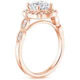 1.35ct Vintage Oval Cut Moissanite Halo  Engagement Ring,  Available in White Gold, Platinum, Rose Gold or Yellow Gold