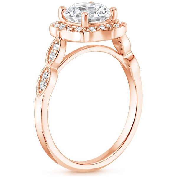 1.35ct Vintage Oval Cut Moissanite Halo  Engagement Ring,  Available in White Gold, Platinum, Rose Gold or Yellow Gold