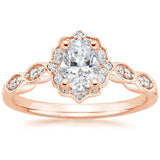 1.35ct Vintage Oval Cut Moissanite Halo  Engagement Ring,  Available in White Gold, Platinum, Rose Gold or Yellow Gold