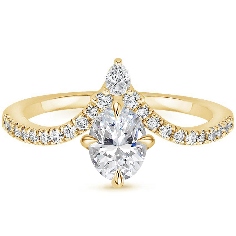 1.25ct Oval Cut Moissanite Chevron  Engagement Ring,  Available in White Gold, Platinum, Rose Gold or Yellow Gold