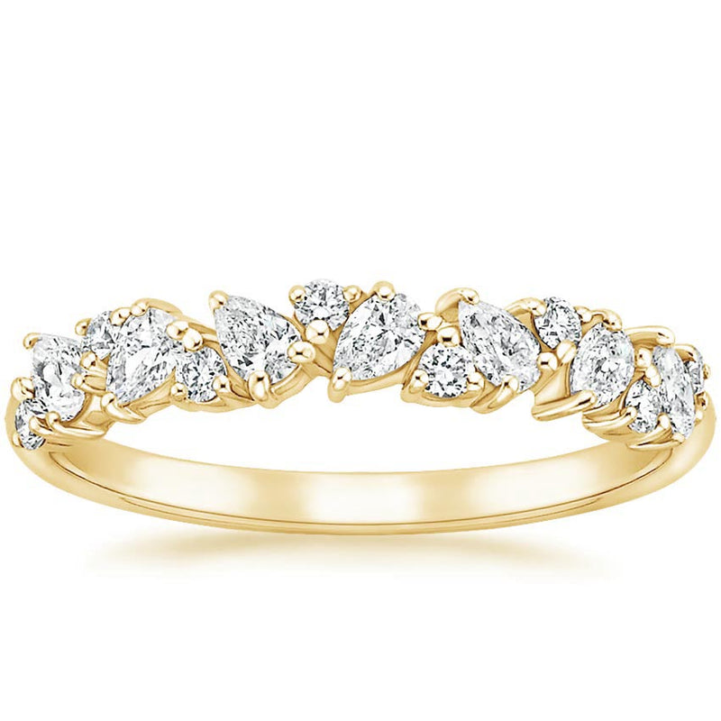 0.50ct Moissanite Wedding Band, Nature Inspired Half Eternity Ring,  Available in White Gold, Yellow Gold, Rose Gold or Platinum