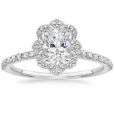 1.50ct Vintage Oval Cut Moissanite Halo Engagement Ring,  Available in White Gold, Platinum, Rose Gold or Yellow Gold