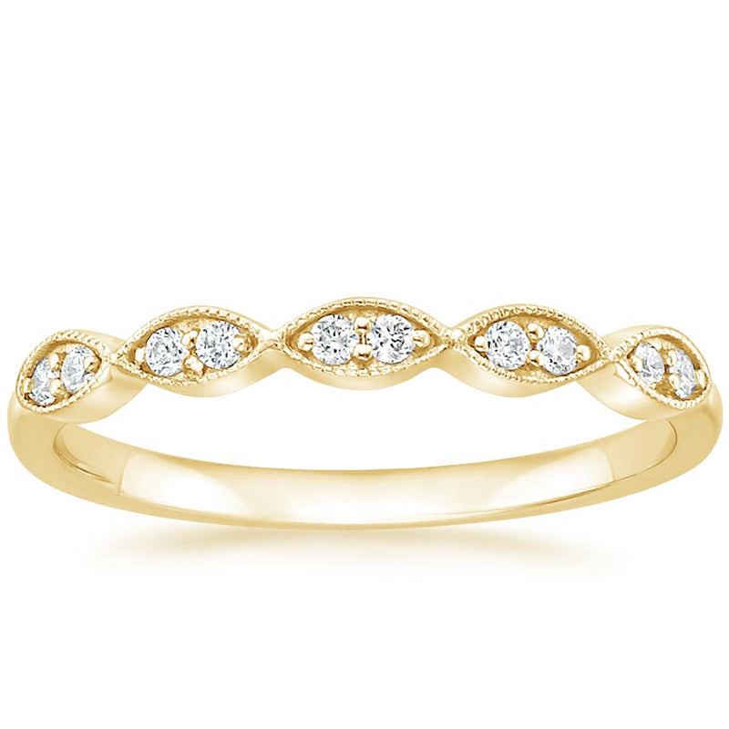 0.20ct Vintage Moissanite Wedding Band, Delicate Half Eternity Ring,  Available in White Gold, Yellow Gold, Rose Gold  or Platinum