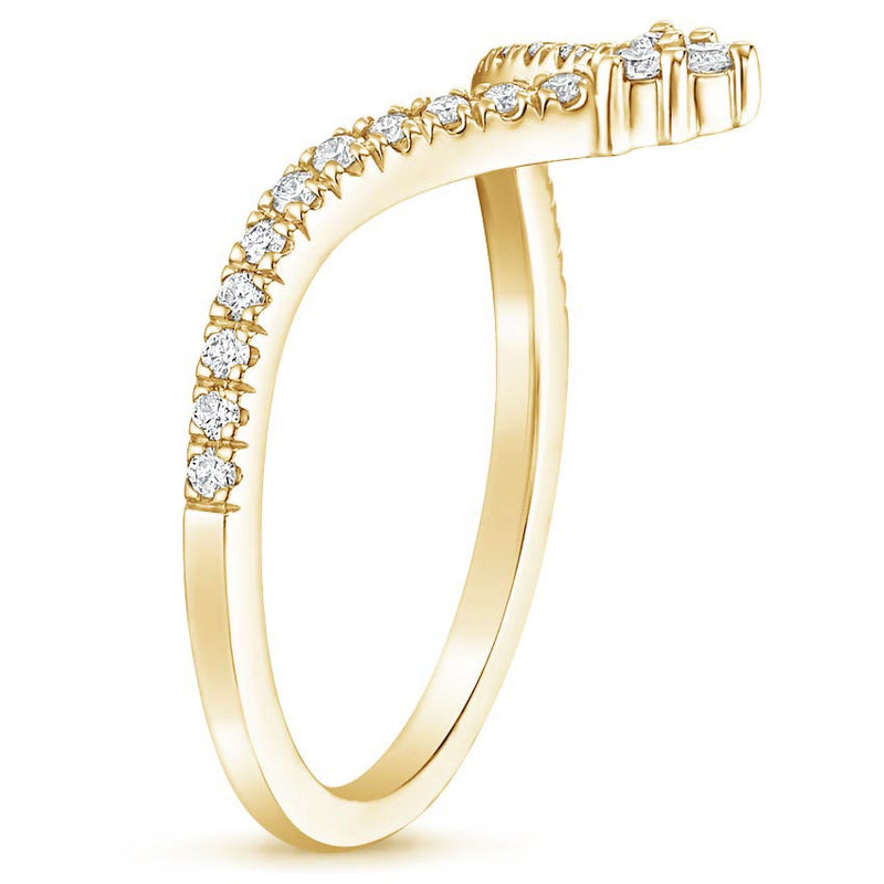 0.25ct Moissanite Wedding Band, Delicate Half Eternity Ring, Chevron Shaped, Available in White Gold, Yellow Gold, Rose Gold  or Platinum