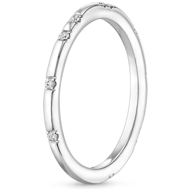 0.25ct Moissanite Wedding Band, Delicate Half Eternity Ring, Wish Bone Ring, Available in White Gold, Yellow Gold, Rose Gold  or Platinum