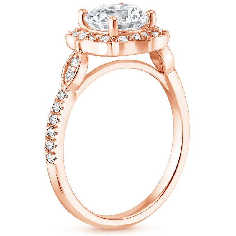 1.60ct Vintage Oval Cut Moissanite Halo Engagement Ring,  Available in White Gold, Platinum, Rose Gold or Yellow Gold