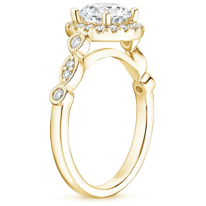 1.45ct Vintage Oval Cut Moissanite Halo Engagement Ring,  Available in White Gold, Platinum, Rose Gold or Yellow Gold