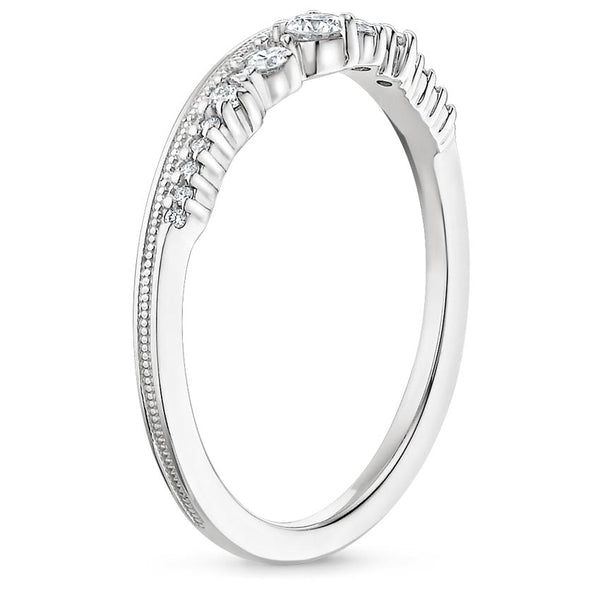 0.20ct Moissanite Wedding Band, Delicate Half Eternity Ring, Available in White Gold, Yellow Gold, Rose Gold  or Platinum