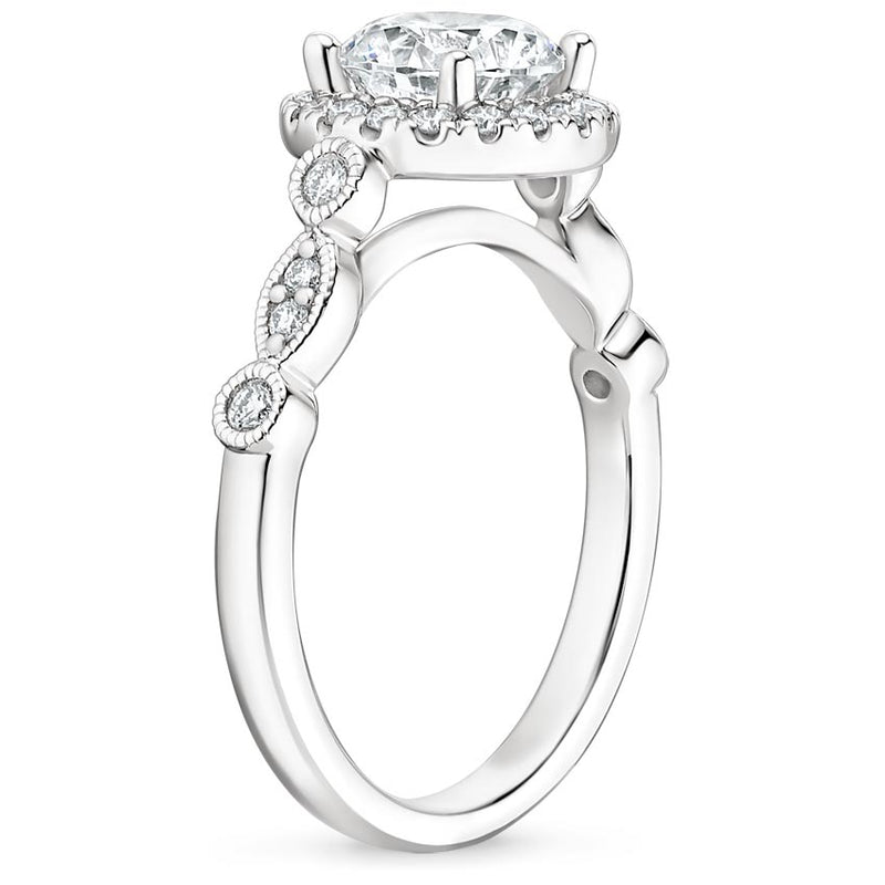 1.45ct Vintage Oval Cut Moissanite Halo Engagement Ring,  Available in White Gold, Platinum, Rose Gold or Yellow Gold