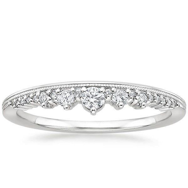 0.20ct Moissanite Wedding Band, Delicate Half Eternity Ring, Available in White Gold, Yellow Gold, Rose Gold  or Platinum