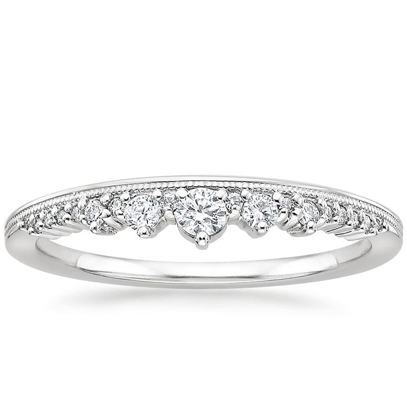 0.20ct Moissanite Wedding Band, Delicate Half Eternity Ring, Available in White Gold, Yellow Gold, Rose Gold  or Platinum