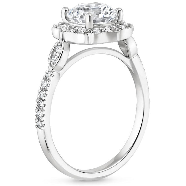 1.60ct Vintage Oval Cut Moissanite Halo Engagement Ring,  Available in White Gold, Platinum, Rose Gold or Yellow Gold