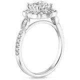 Lab-Diamond Vintage Oval Cut Halo Engagement Ring, Choose Your Stone Size and Metal