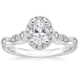 1.45ct Vintage Oval Cut Moissanite Halo Engagement Ring,  Available in White Gold, Platinum, Rose Gold or Yellow Gold