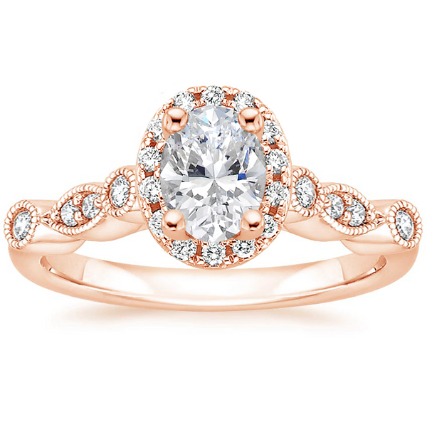 1.45ct Vintage Oval Cut Moissanite Halo Engagement Ring,  Available in White Gold, Platinum, Rose Gold or Yellow Gold