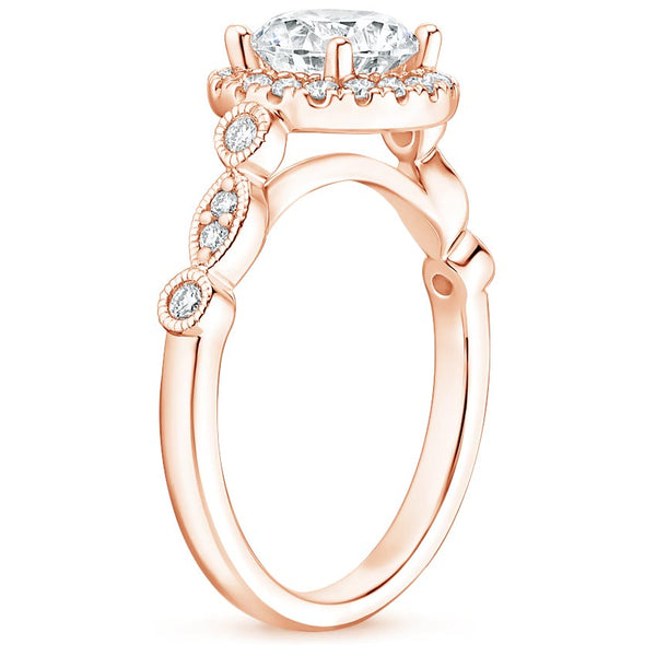 1.45ct Vintage Oval Cut Moissanite Halo Engagement Ring,  Available in White Gold, Platinum, Rose Gold or Yellow Gold