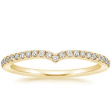 0.15ct Moissanite Wedding Band, Delicate Wish Bone Half Eternity Ring, Available in White Gold, Rose Gold, Yellow Gold or Platinum