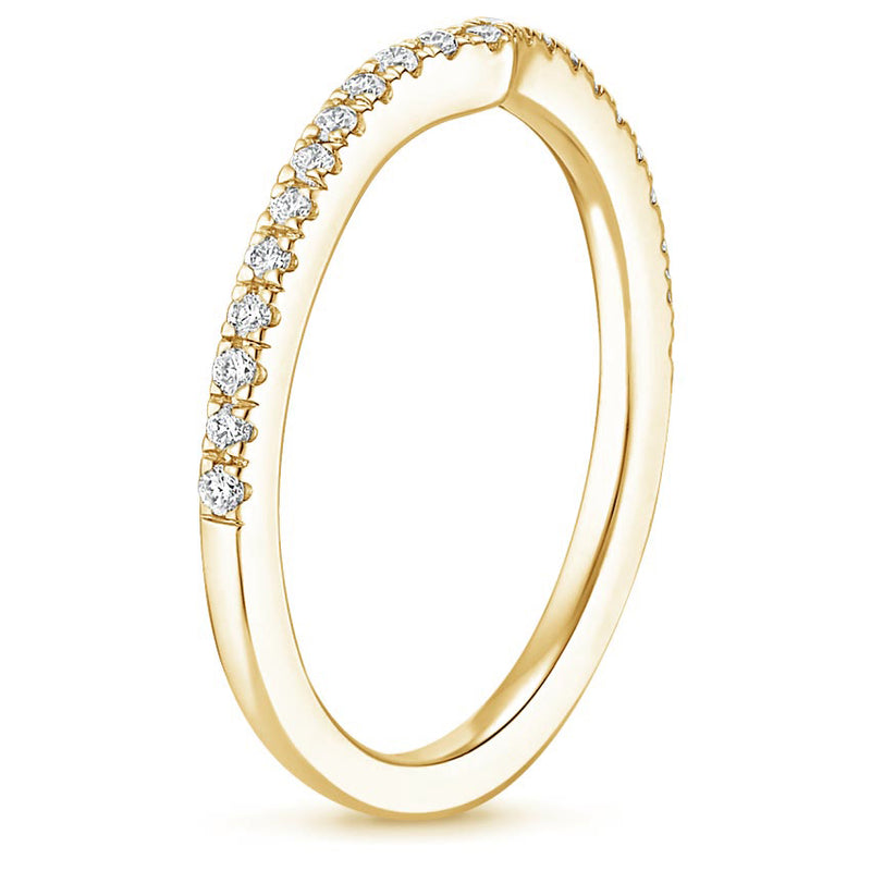 0.15ct Moissanite Wedding Band, Delicate Wish Bone Half Eternity Ring, Available in White Gold, Rose Gold, Yellow Gold or Platinum