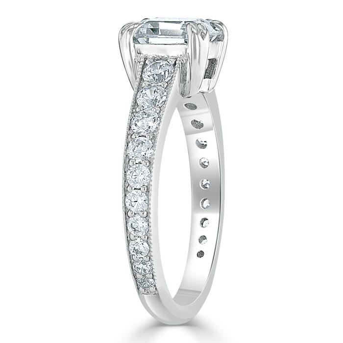 1.85ct  Cushion Cut Moissanite Engagement Ring, Tiffany Style,  Available in White Gold, Platinum, Rose Gold or Yellow Gold