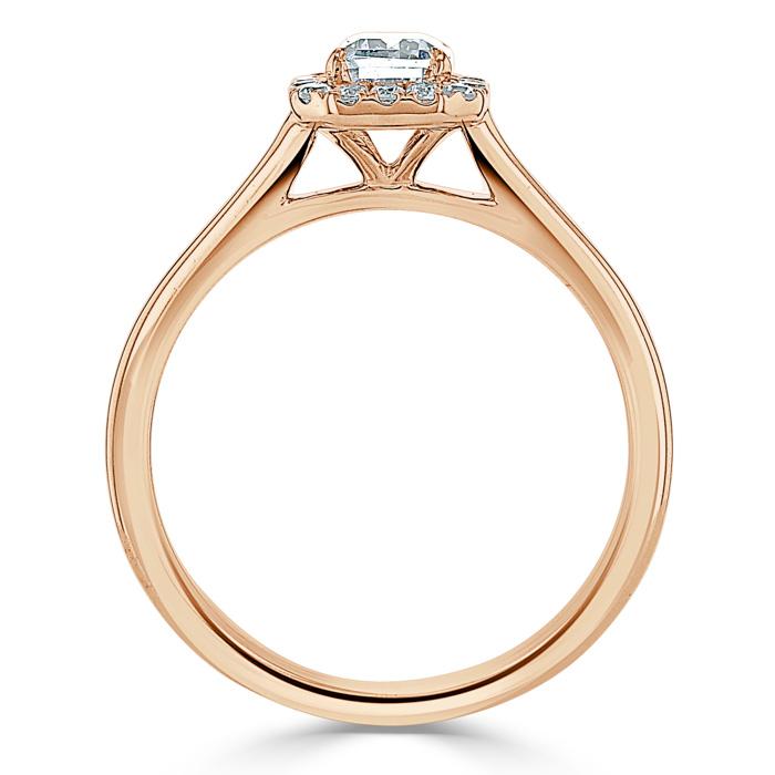 Lab-Diamond Emerald Cut Halo Engagement Ring, Choose Your Stone Size and Metal