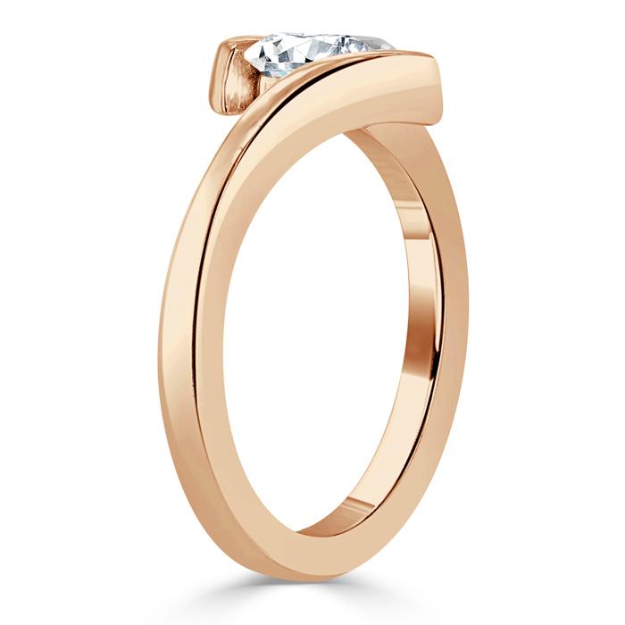 1.00ct  Oval Cut Moissanite Engagement Ring, Twist Design,  Available in White Gold, Platinum, Rose Gold or Yellow Gold