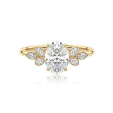 Vintage Oval Cut Floral Diamond Engagement Ring