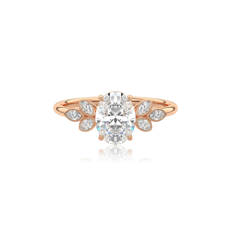 Vintage Oval Cut Floral Moissanite Engagement Ring