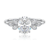Vintage Oval Cut Floral Moissanite Engagement Ring