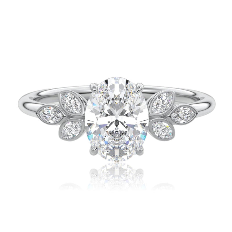 Vintage Oval Cut Floral Moissanite Engagement Ring