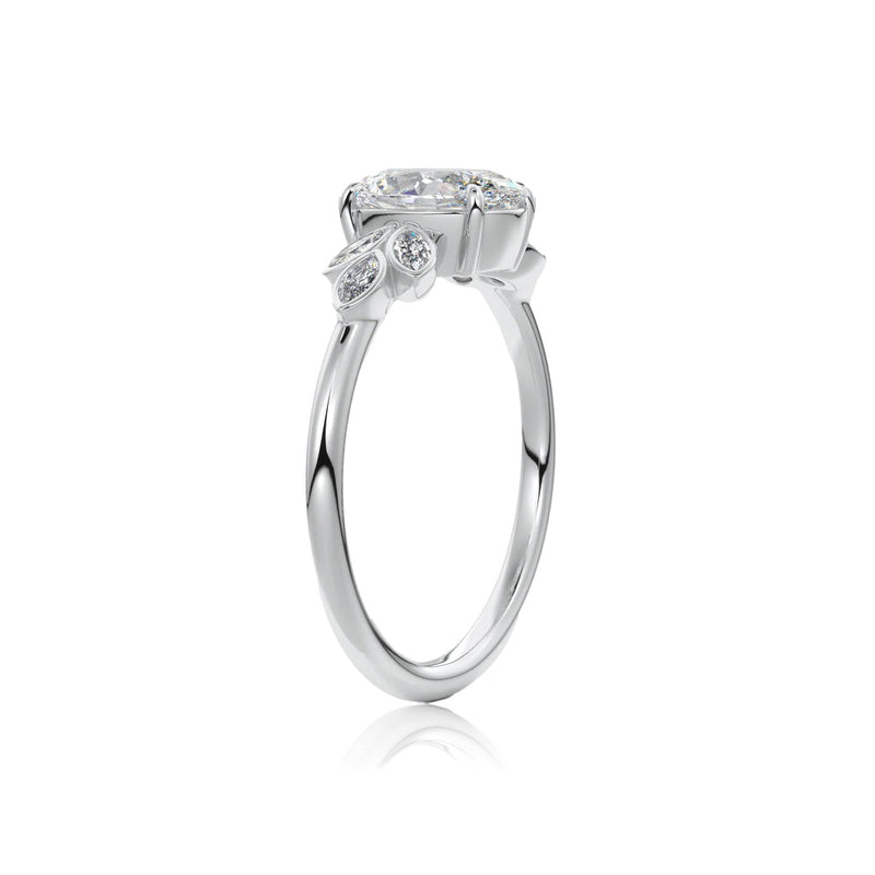 Vintage Oval Cut Floral Moissanite Engagement Ring