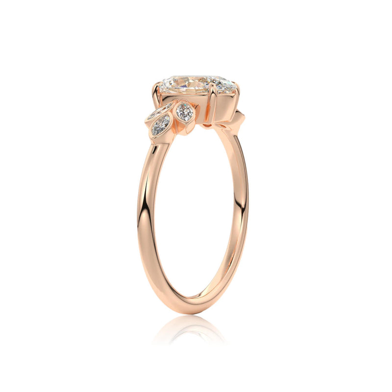 Vintage Oval Cut Floral Moissanite Engagement Ring