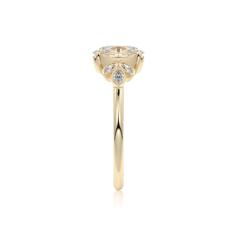 Vintage Oval Cut Floral Moissanite Engagement Ring