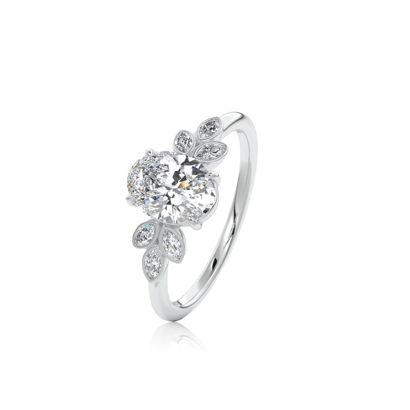 Vintage Oval Cut Floral Moissanite Engagement Ring