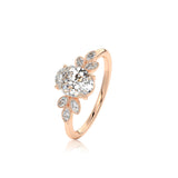 Vintage Oval Cut Floral Moissanite Engagement Ring