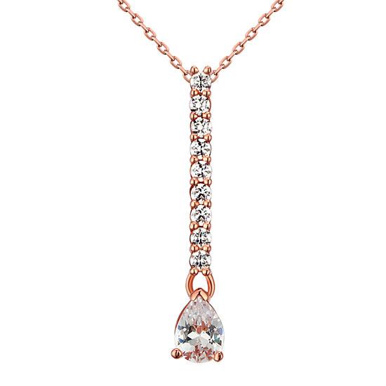 1.00ct Pear Cut Diamond Bridal Pendant, Pear Cut Rose Gold Diamond Necklace, 925 Silver
