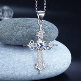 0.50ct Diamond Cross Pendant, Crucifix Diamond Necklace, 925 Silver