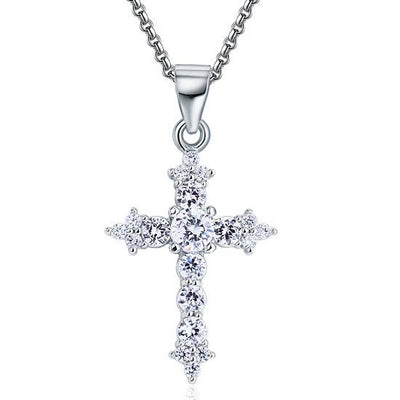 1.75ct Diamond Cross Pendant Crucifix Diamond Necklace 925 Silver Infinity Diamond Jewellery